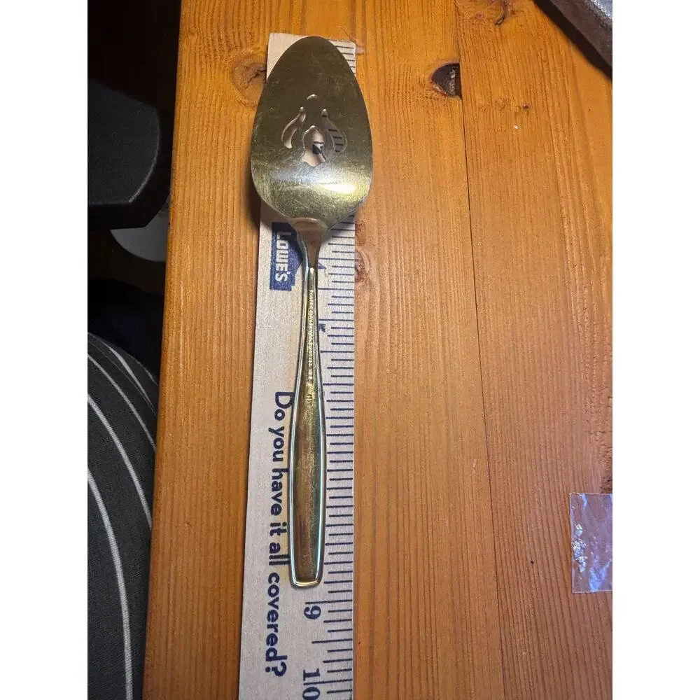 Rogers Cutlery Gold Colored Stainless USA Silverware Pie Cake Server 8.75 L 